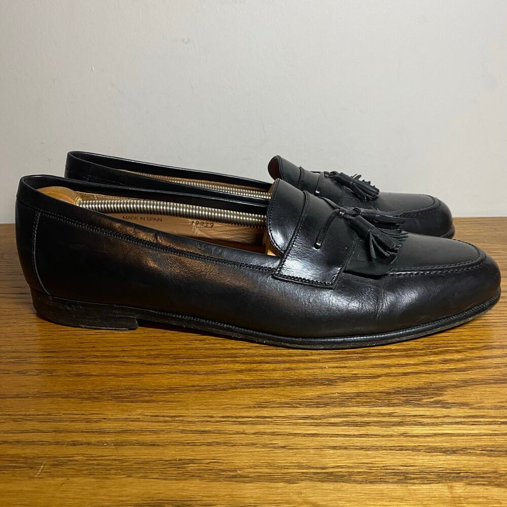 Mezlan Santander Black Leather Kiltie Tasseled Loafers Mens Dress Shoes 13 M
